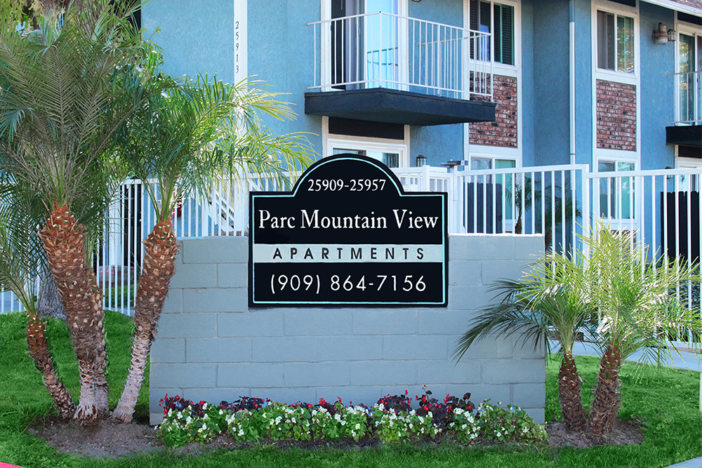 This image displays entrance marker photo of Parc Mountain View Apartments