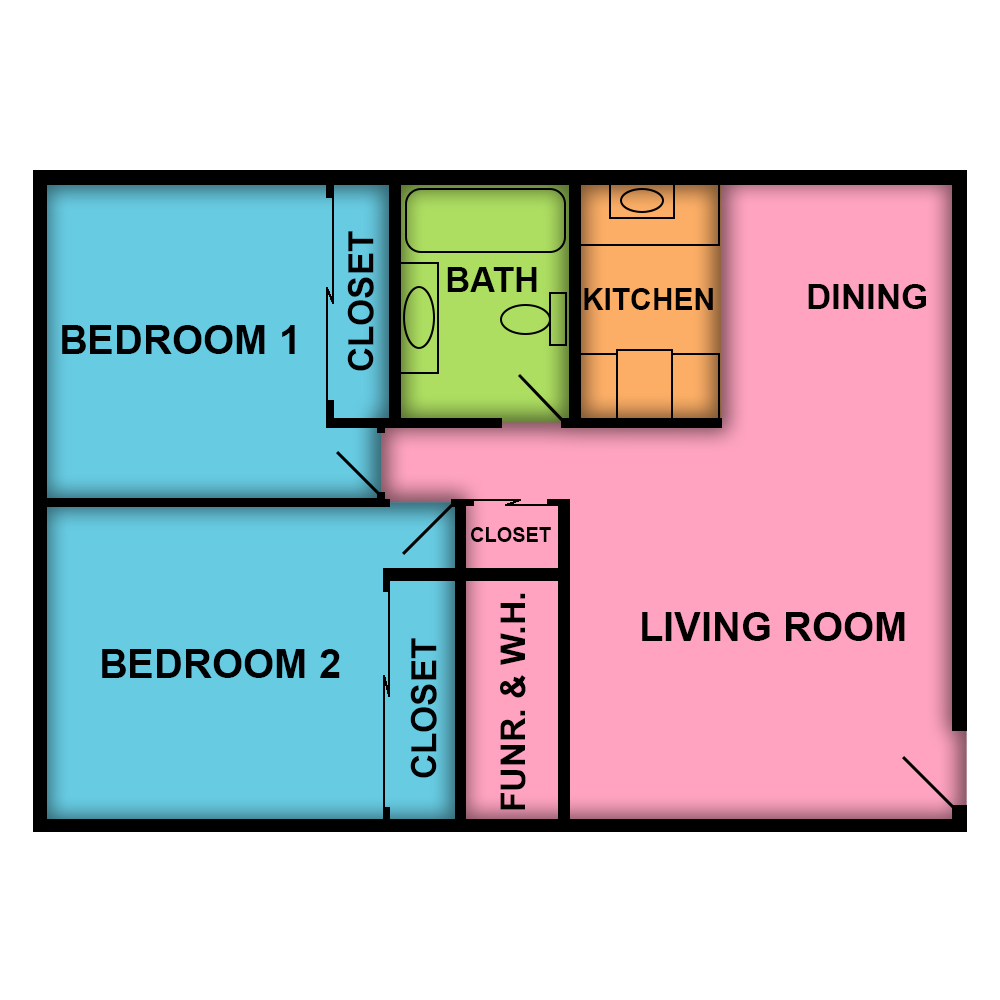 This image is the visual schematic floorplan representation of Plan A at Parc Mountain View Apartments.